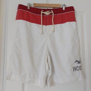 Hollister Lined Board Shorts XL Red/White